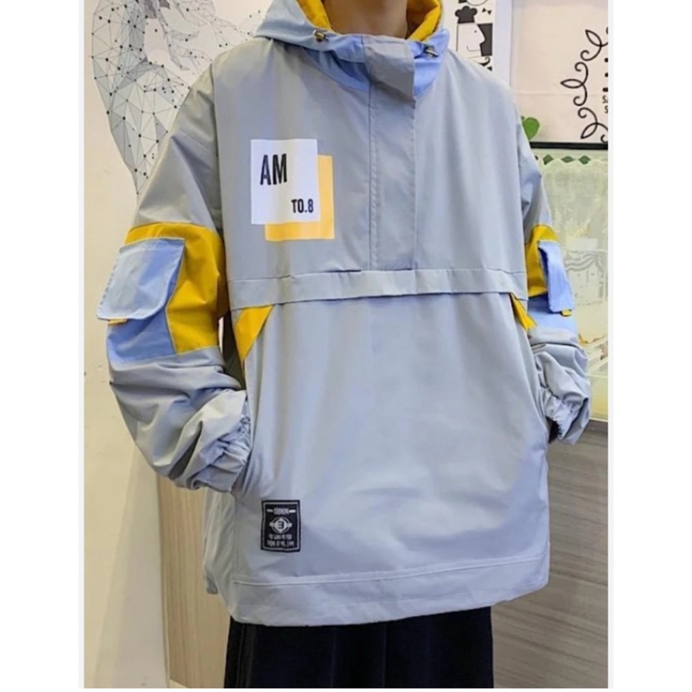 GURUNVANI Windbreaker Streetwear Fashion Hoodie Waterproof Jacket Men Size XXL